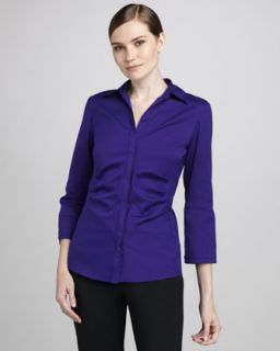 Lafayette 148 New York Leigh Stretch Cotton Blouse   Neiman Marcus