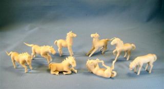 Miniature Hand Made Ceramic Horses Set of 8 C