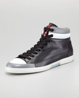 Black Leather Sneaker    Black Leather Athletic Shoe