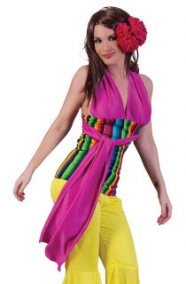 Retro Hippie Halloween Fancy Dress Costume Mexican Mercado Halter Top