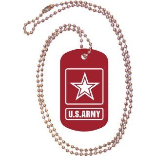 U.S. Army Logo Red Dog Tag with Neck Chain: Everything