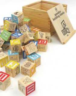 House of Marbles Wooden Building Blocks w Storage Box New