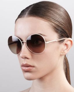 D0CY5 Stella McCartney Sunglasses Round Metal Sunglasses, Cream