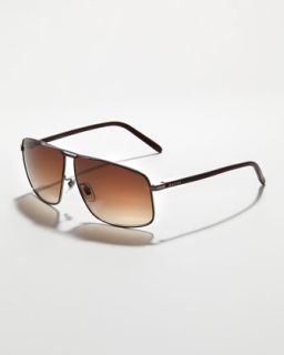 N1URT Gucci Metal Logo Aviator Sunglasses, Dark Brown