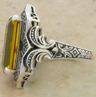 Ct Citrine Antique Victorian Design 925 Sterling Silver Ring Size