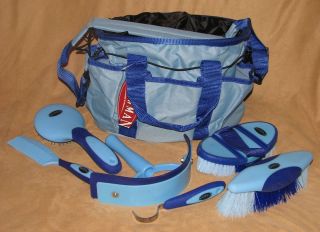 Showman Deluxe Grooming Kit with Nylon Carrying Bag Horse or Pony Blue