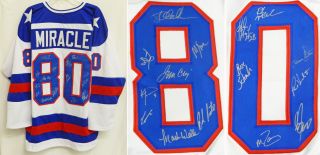 1980 USA Hockey Miracle on Ice Team Signed USA Blue White Jersey w 15