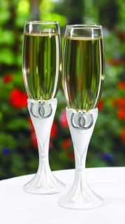  Theme Champagne Toasting Flutes Glasses Wedding Lucky Horseshoe Cowboy