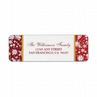 Snow Ornaments Holiday Address Labels (red) 