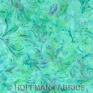 Hoffman Bali Batik Handpaints Acapulco Streamers Green Fabric Quilt