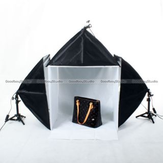 24 60cm Square Light Tent Box Studio Softbox Kit Set 150W 5500K Bulbs