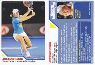 2010 Justine Henin Belgium Tennis Star SI for Kids Card