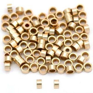 100 14K Gold Filled Crimp Tube Beads Micro Parts 2x1mm