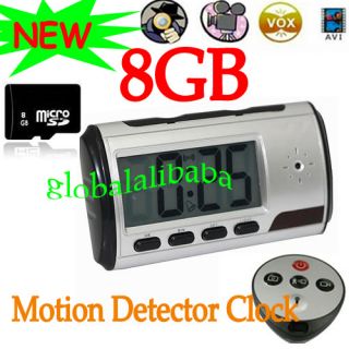 Spy Clock Security Hidden DVR Camera Motion Detector DV + 8GB Memory