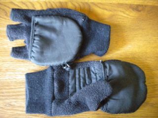 Athletech Black Open Finger Optional Winter Gloves Sz L