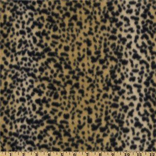 60 Wide Fleece Cheetah Print Tan/Black Fabric By The