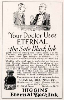 1928 Ad Charles M Higgins Eternal Black Ink Doctor Physician Pen