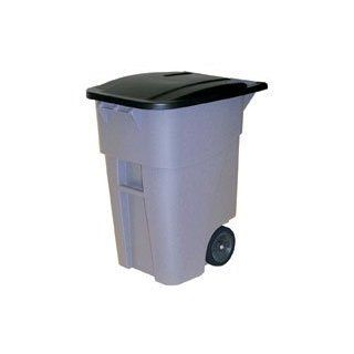 Rubbermaid Commercial Brute HDPE 50 Gallon Rollout Trash Can with Lid