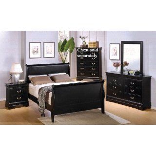 4pc Full Size Sleigh Bedroom Set Louis Philippe Style in