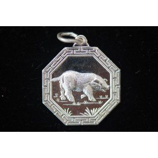 Zodiac Silver Pendant   Pig 