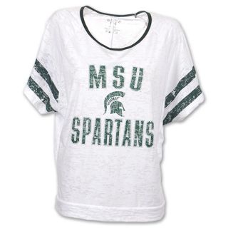 Michigan State Spartans Burn Batwing NCAA Womens Tee Shirt