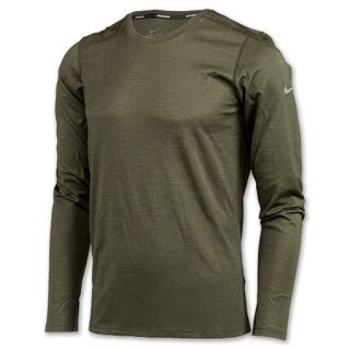 Nike Dri FIT Wool Mens Running Shirt Army Green