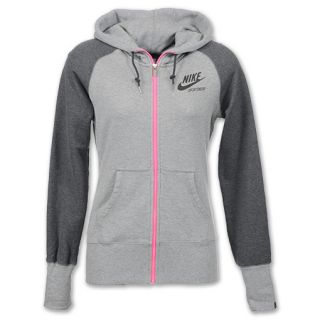 Nike AW77 Team Full Zip Womens Hoodie Grey Heather