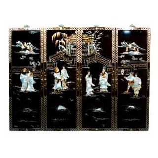 Oriental Black Lacquer Wood Wall Panels, Traditional