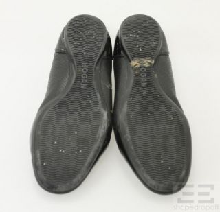 Hogan Black Perforated Leather Patent Flats Size 7