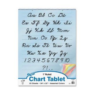 Colored Paper Charts,Cursive Cover,1 quot; Ruled,24 quot