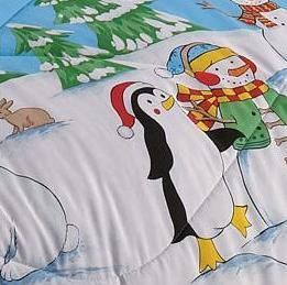  Blue White Christmas Holiday Snowman Comforter Bed in Bag Set