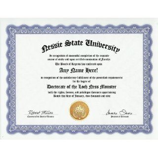 Loch Ness Monster Nessie Degree Custom Gag Diploma