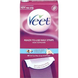 Veet Cold Wax Strips Leg and Body, 40 Count (Pack of 4