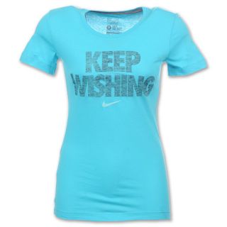 Nike Attitude Womens Tee Shirt Turquoise Blue