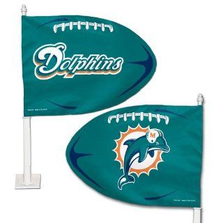 NFL Miami Dolphins Car Flag   Set of 2 Shaped: Sports