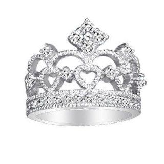 Sterling Silver Crown Design Pave CZ Ring.Size 6 FREE GIFT