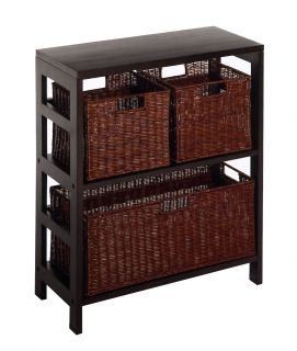  Piece Shelf Bookcase w 3 Baskets 29 25 High by Winsome Wood
