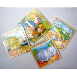 Variety Set Of Four Wooden 20 Piece Animals Themed Puzzles