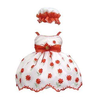 Elegant Baby Girl White Dress with Red Embroidery