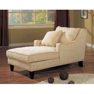 Microfiber Chaise Lounge with Creme Color Finish Home