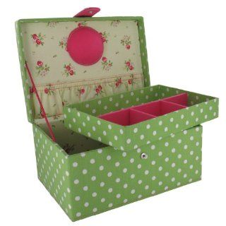 Green and White Polka Dot Sewing Box (G14) Red Polka Dot