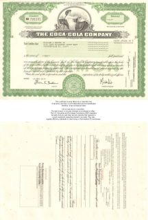 The Coca Cola Company Original Coke Collectible Stock Certificate
