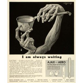 1943 Ad Aero Ajax Sanitary Paper Drinking Cups Disease