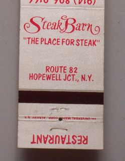 1980s Matchbook Steak Barn Hopewell Junction NY MB
