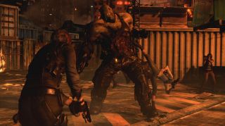 Triple teaming a large enemy in Resident Evil 6