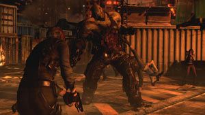 Triple teaming a large enemy in Resident Evil 6