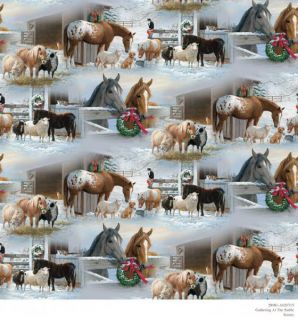 Christmas at The Horse Barn Fabric Panel by The Yard Last Few