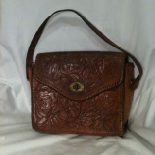 Very Cool Vintage 50s Large Hand Made Hand Tooled Genuine Leather