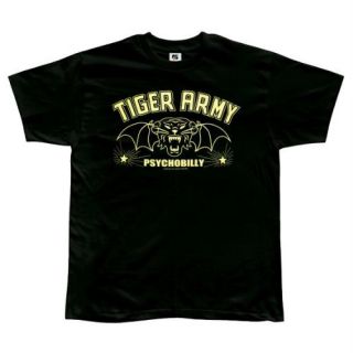 Tiger Army   Winged Cat T Shirt   Small: Clothing