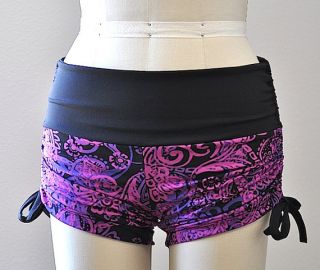 Hot Yoga Shorts Purple Paisley Low Rise Workout Pole Fitness Pick Your